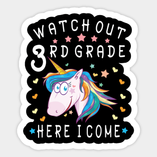 Watch Out 3rd Grade Here I Come Happy Student Back To School Sticker